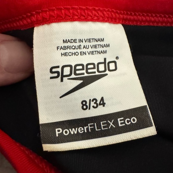 NWOT Speedo Swim One-Piece Swimsuit Red Black Size 8/34 - Picture 6 of 9